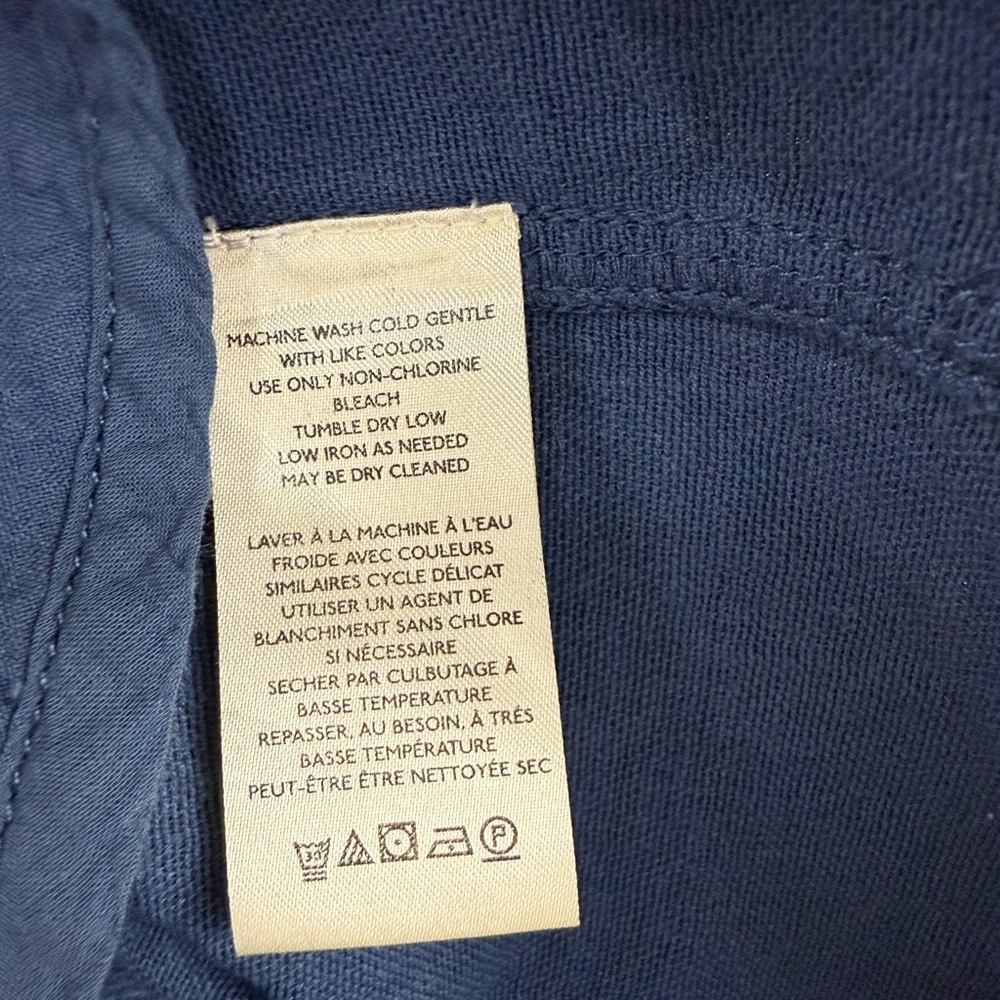 Free People We The Free Buddy Double Cloth Shirt Blue XS Cotton Relaxed Fit - Picture 7 of 8